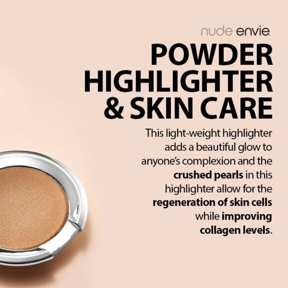 NUDE ENVIE Powder Highlighter in Goddess w/ Luxe Mirror Compact Brand New in Box - Picture 3 of 6